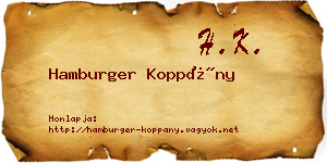 Hamburger Koppány névjegykártya